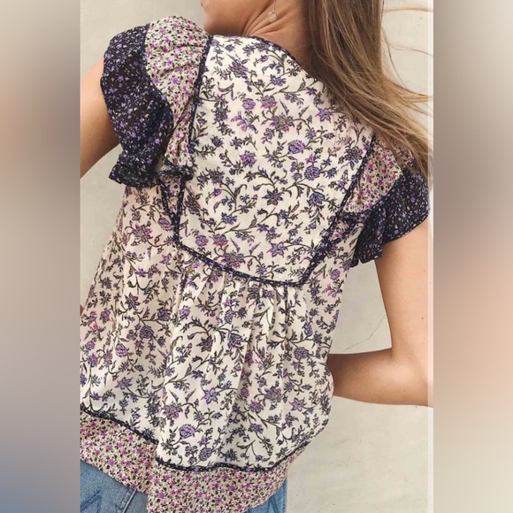 NWOT Carolina Belle Women’s Floral Ruffle Blouse in size L - Picture 7 of 11